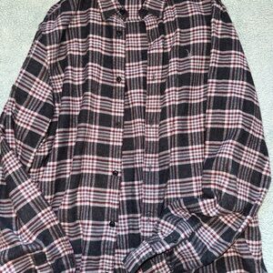 All Saints Black and Red Plaid Dress Shirt